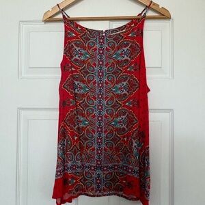 Boho Red Paisley Tank Top Size XL